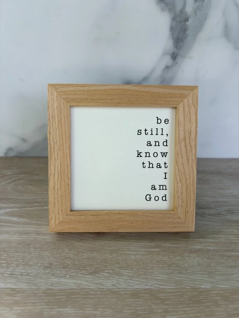Be Still And Know Canvas Wood Sign 4x4 Natural Christian Rustic Tiered Tray Desk